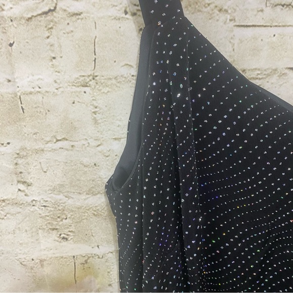 2 Piece Alex Evenings Black Sparkle Open Front Jacket Tank Top Party Holiday - Picture 3 of 7
